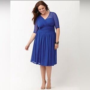 Kiyonna Blue Modern Mesh‎ Dress.